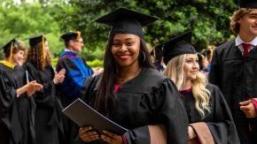 Smiling student at commencement